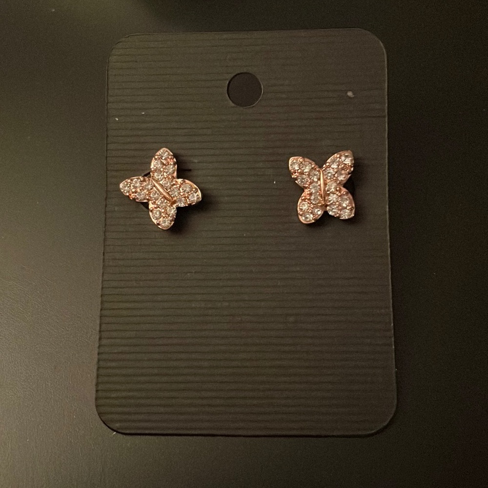 Lauren Conrad: Rose Gold Butterfly Stud Earrings